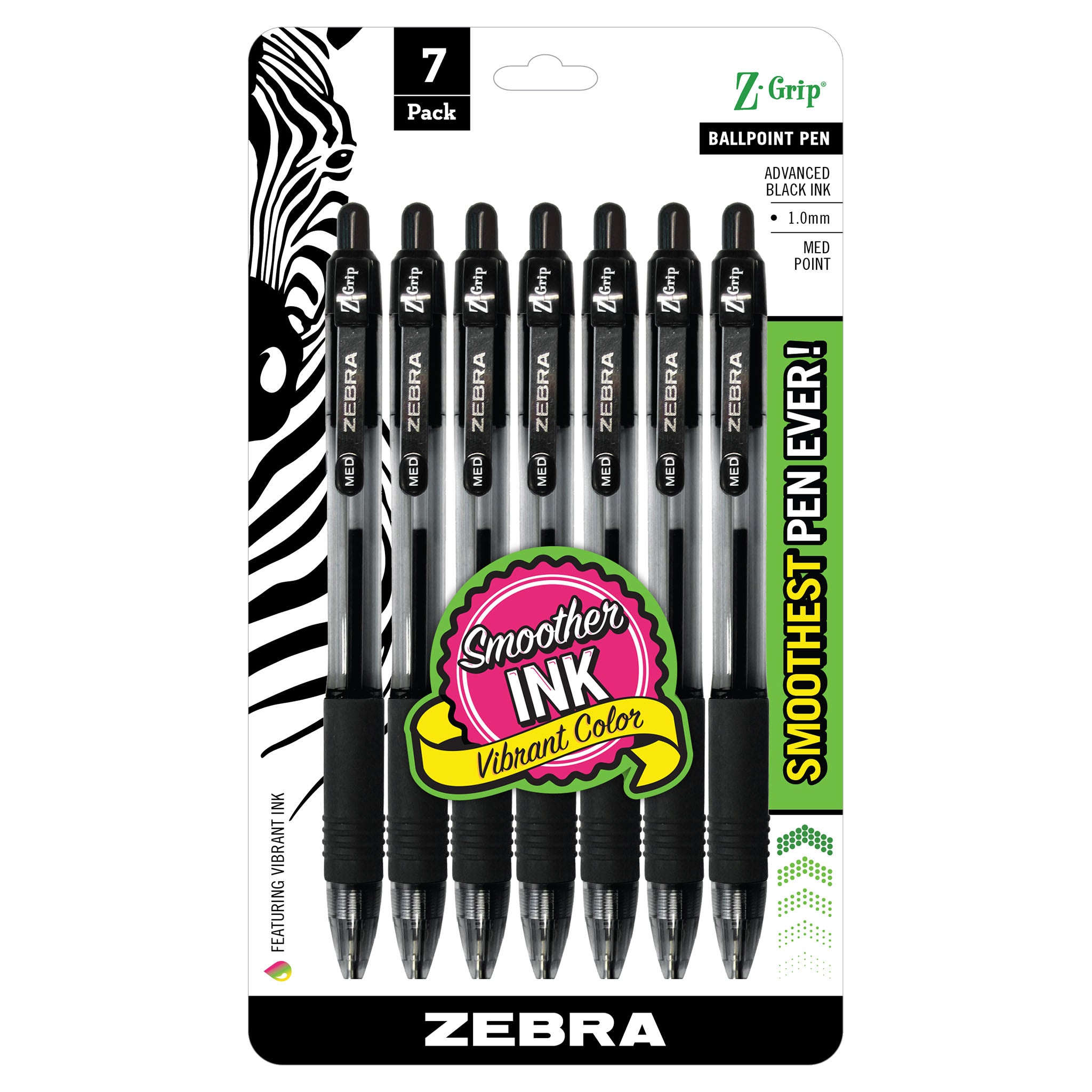22271Z-GripRetractableBallpoint1.0mmBlack7pk