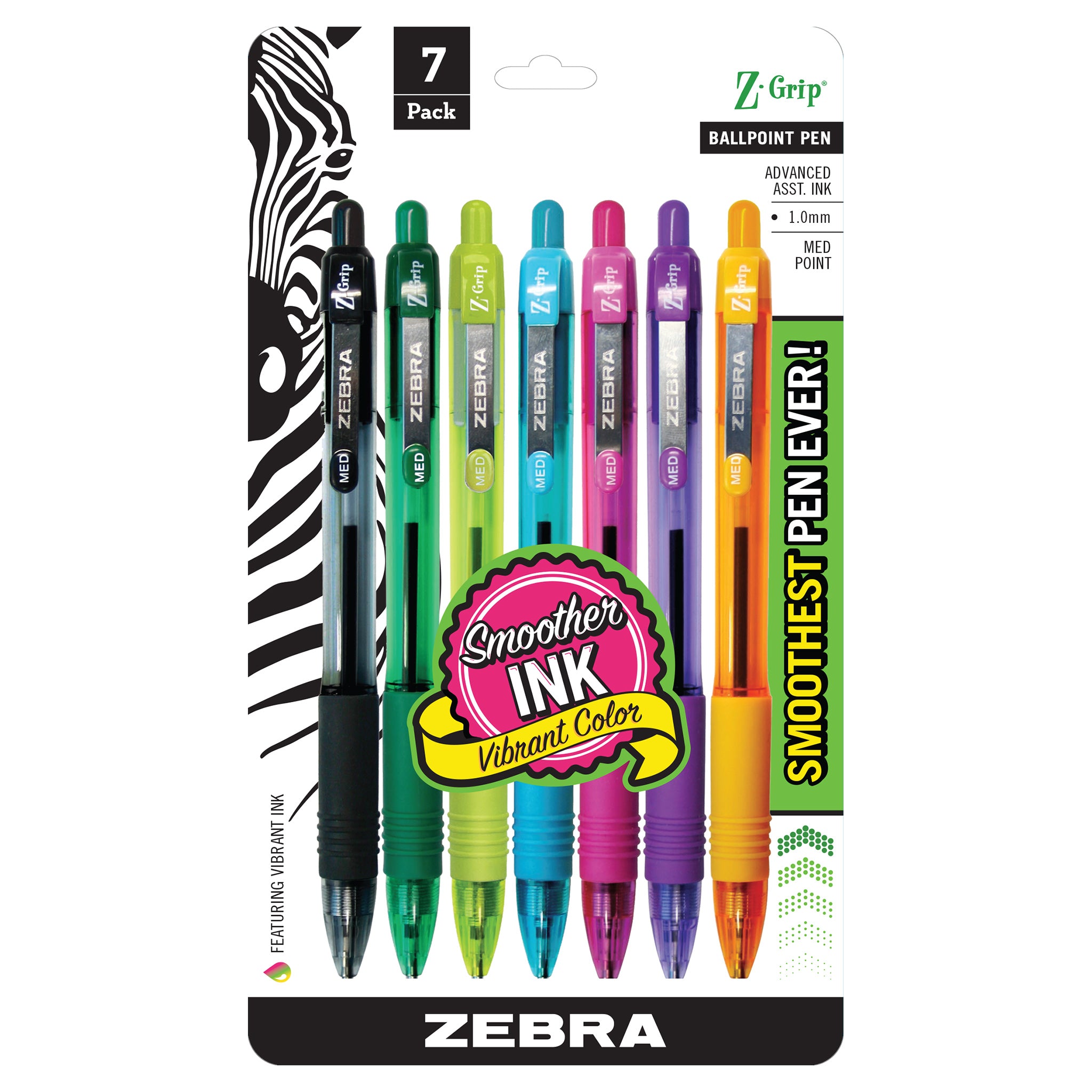 22276Z-GripRetractableBallpoint1.0mmFashionAssorted7pk