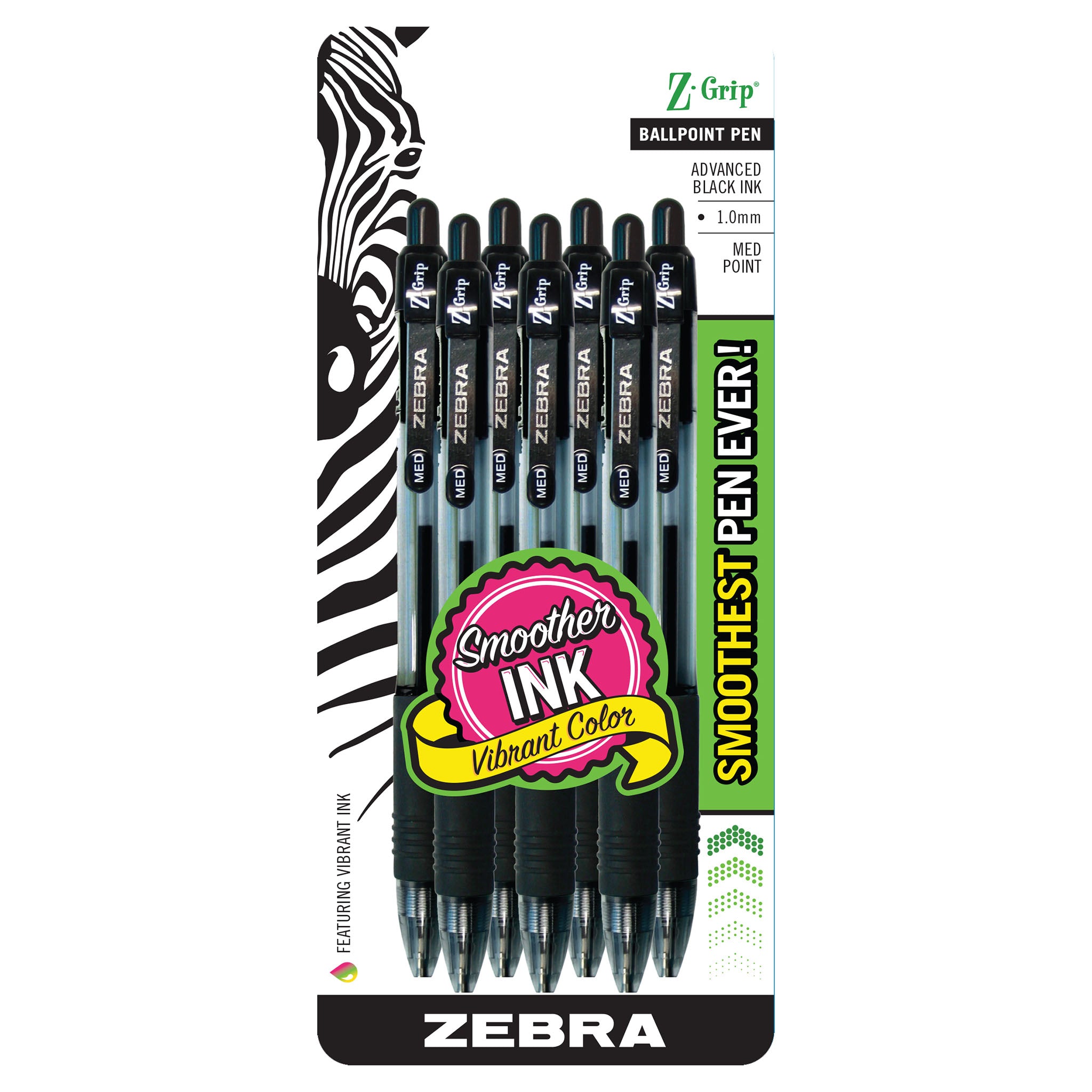 22277Z-GripRetractableBallpoint1.0mmBlack7pk