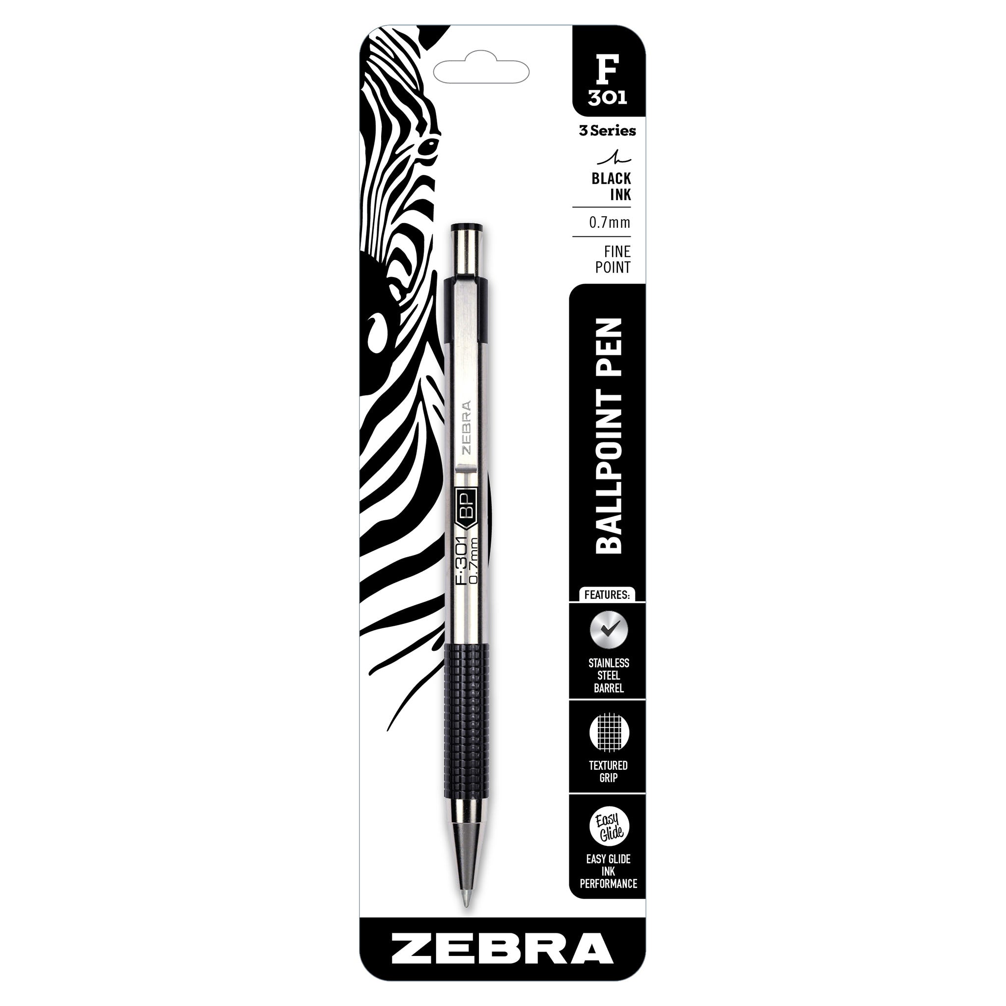 27101_F-301_Retractable_Ballpoint_0.7mm_Black_1pk