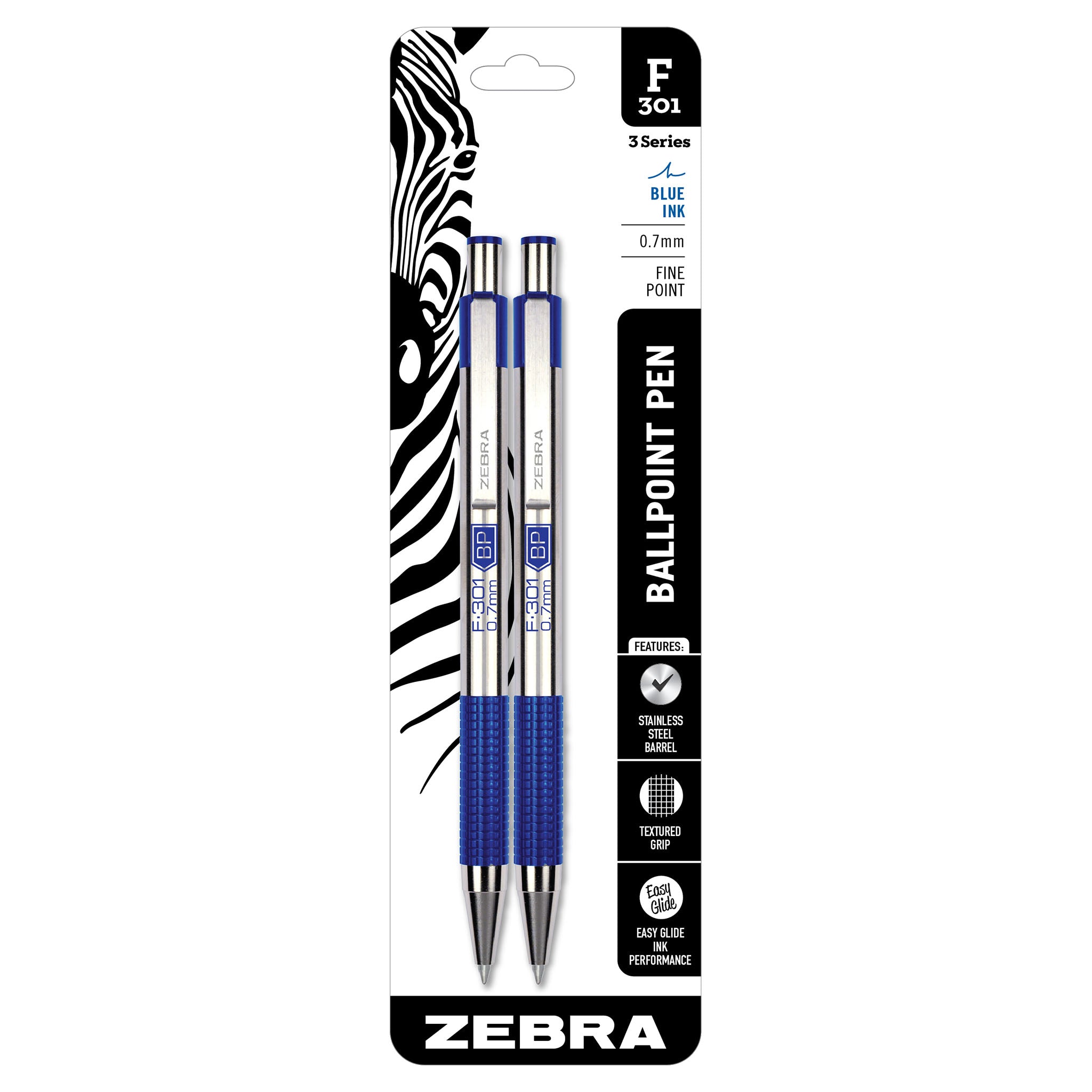 27122F-301RetractableBallpoint0.7mmBlue2pk