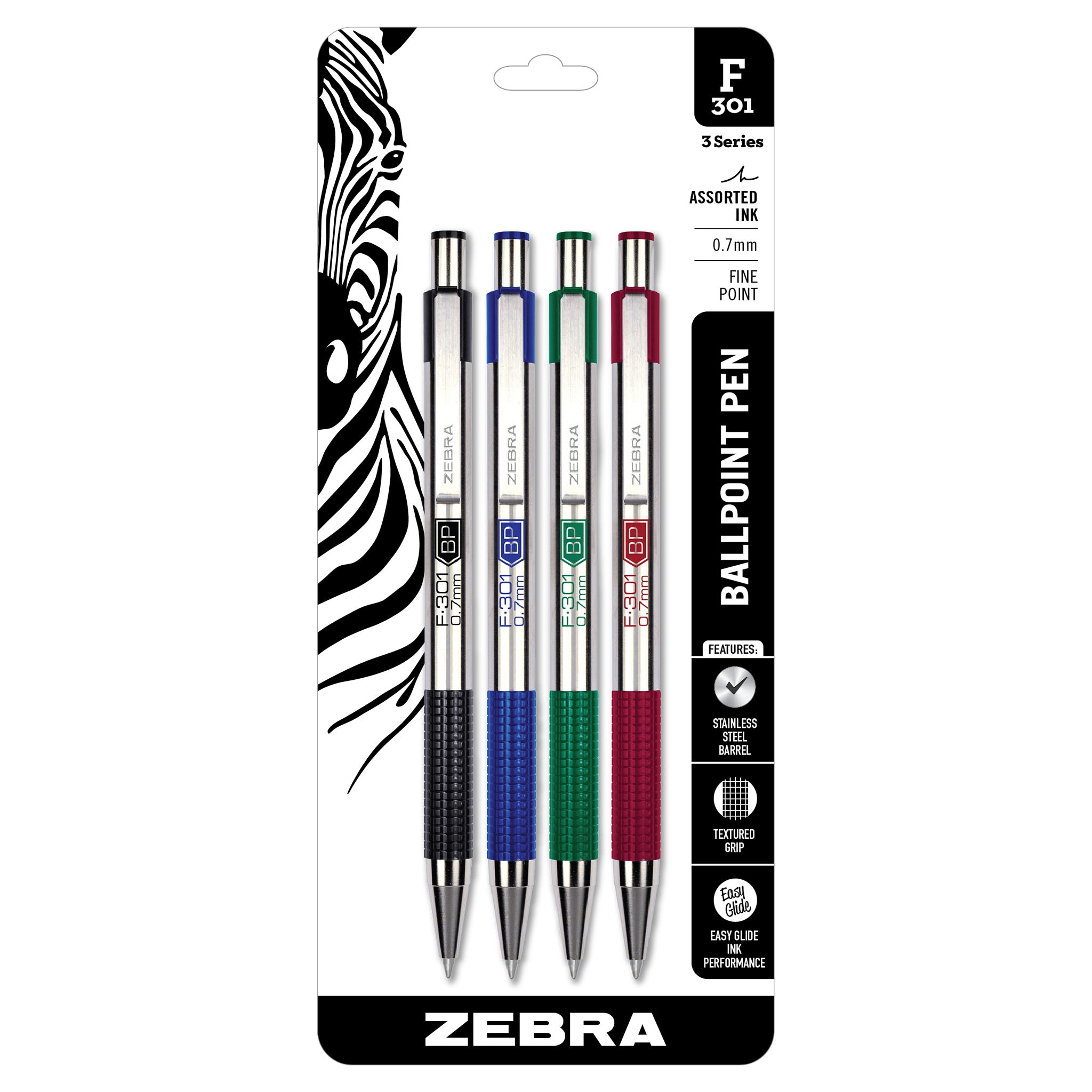 27174F-301RetractableBallpoint0.7mmAssorted4pk