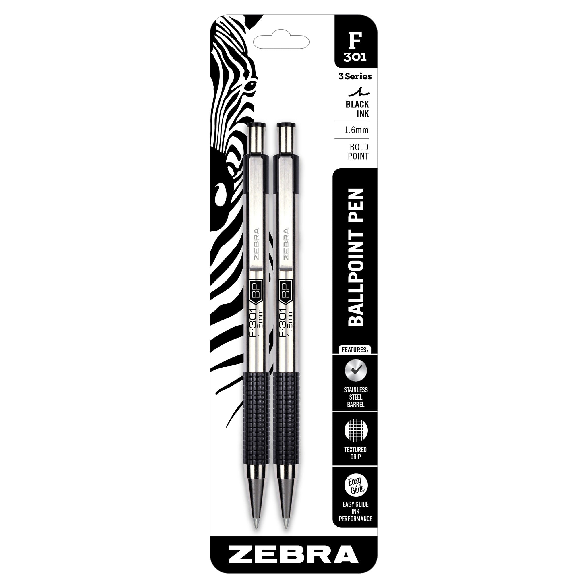 27312_F-301_Bold_Retractable_Ballpoint_1.6mm_Black_2pk