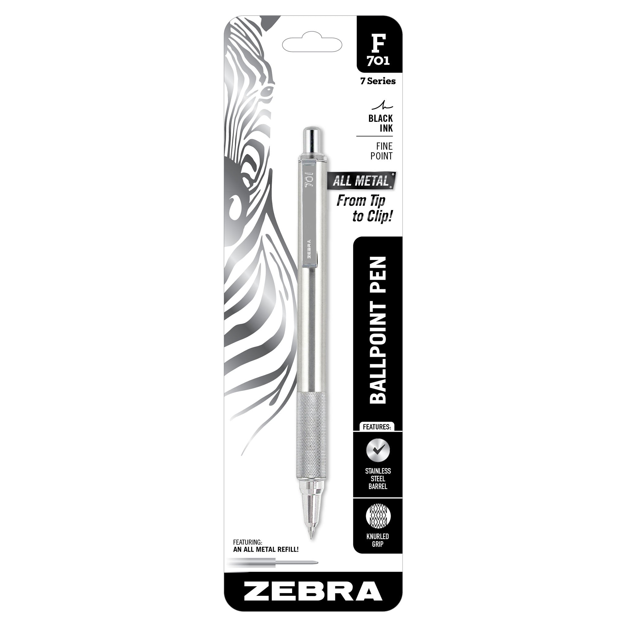 29411_F-701_Retractable_Ballpoint_All_Metal_0.8mm_Black_1pk