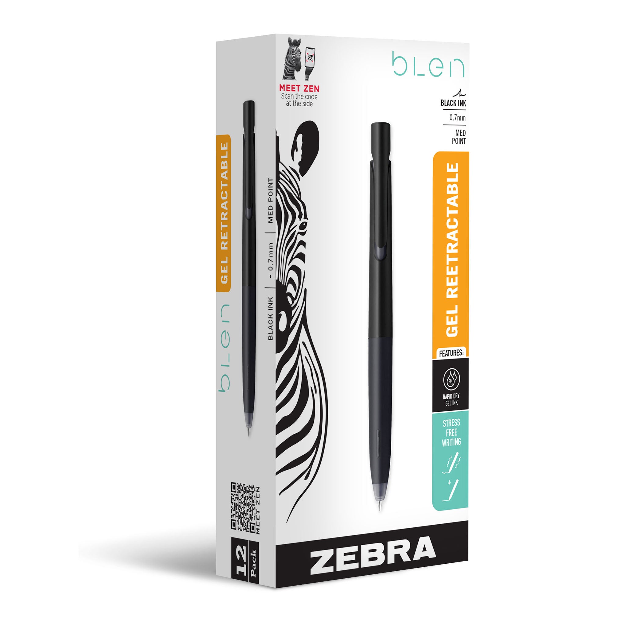 41410_bLen_Retractable_Gel_Black_Barrel_0.7mm_Dozen