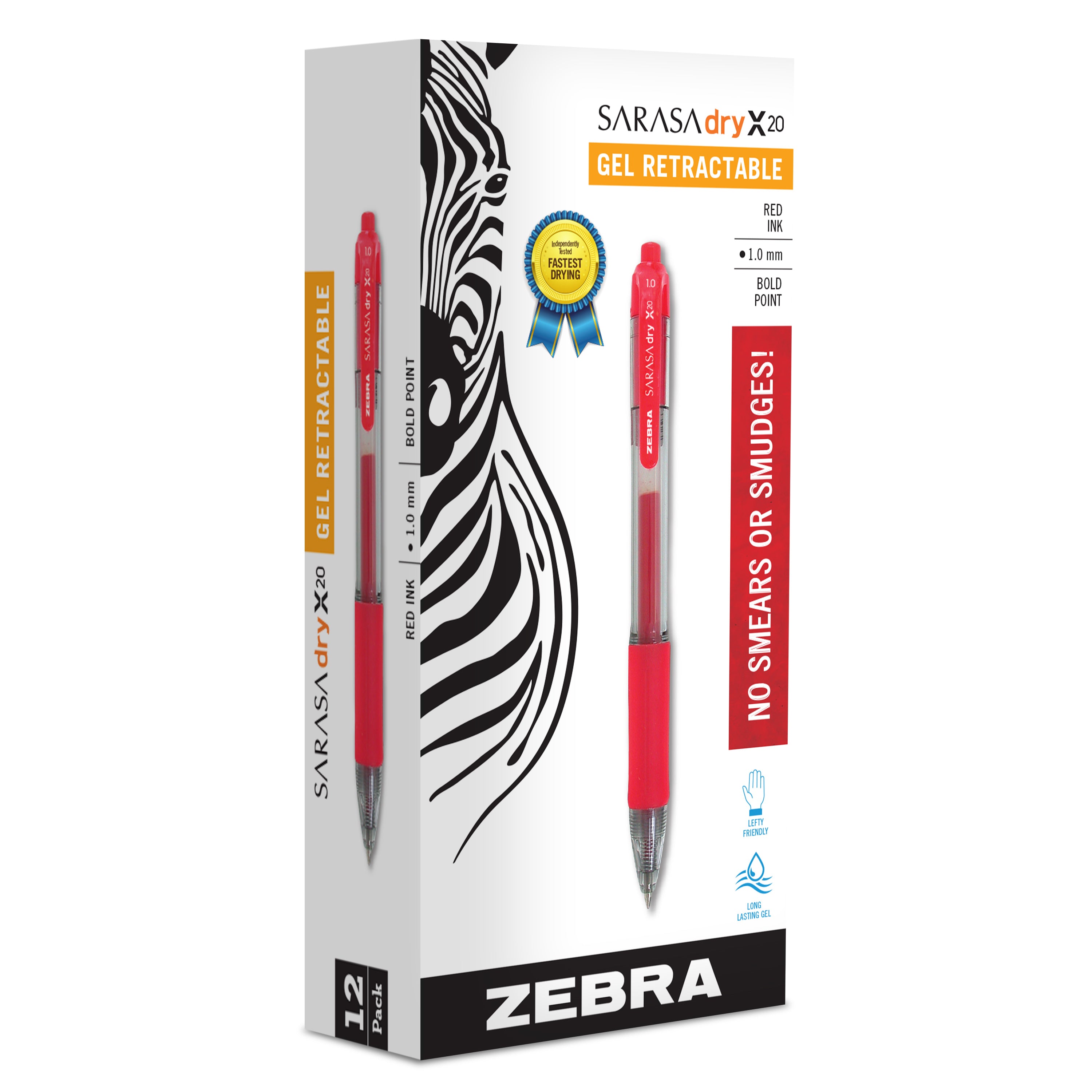 46630SarasaDryX20GelRetractableRDI1.0mmRedDozen