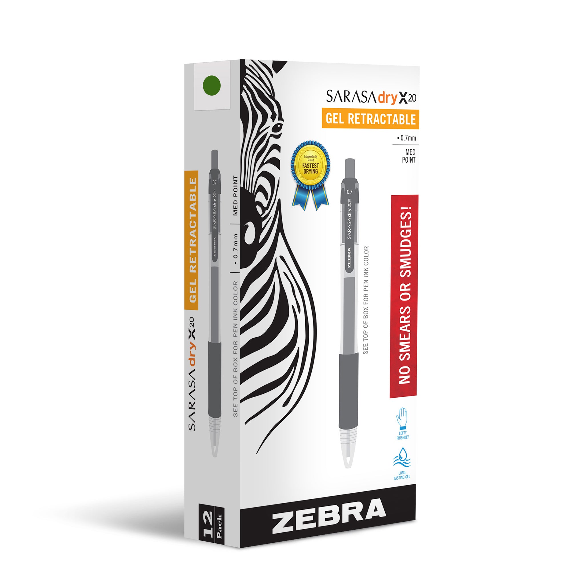 46940SarasaDryX20GelRetractableRDI0.7mmForestGreenDozen