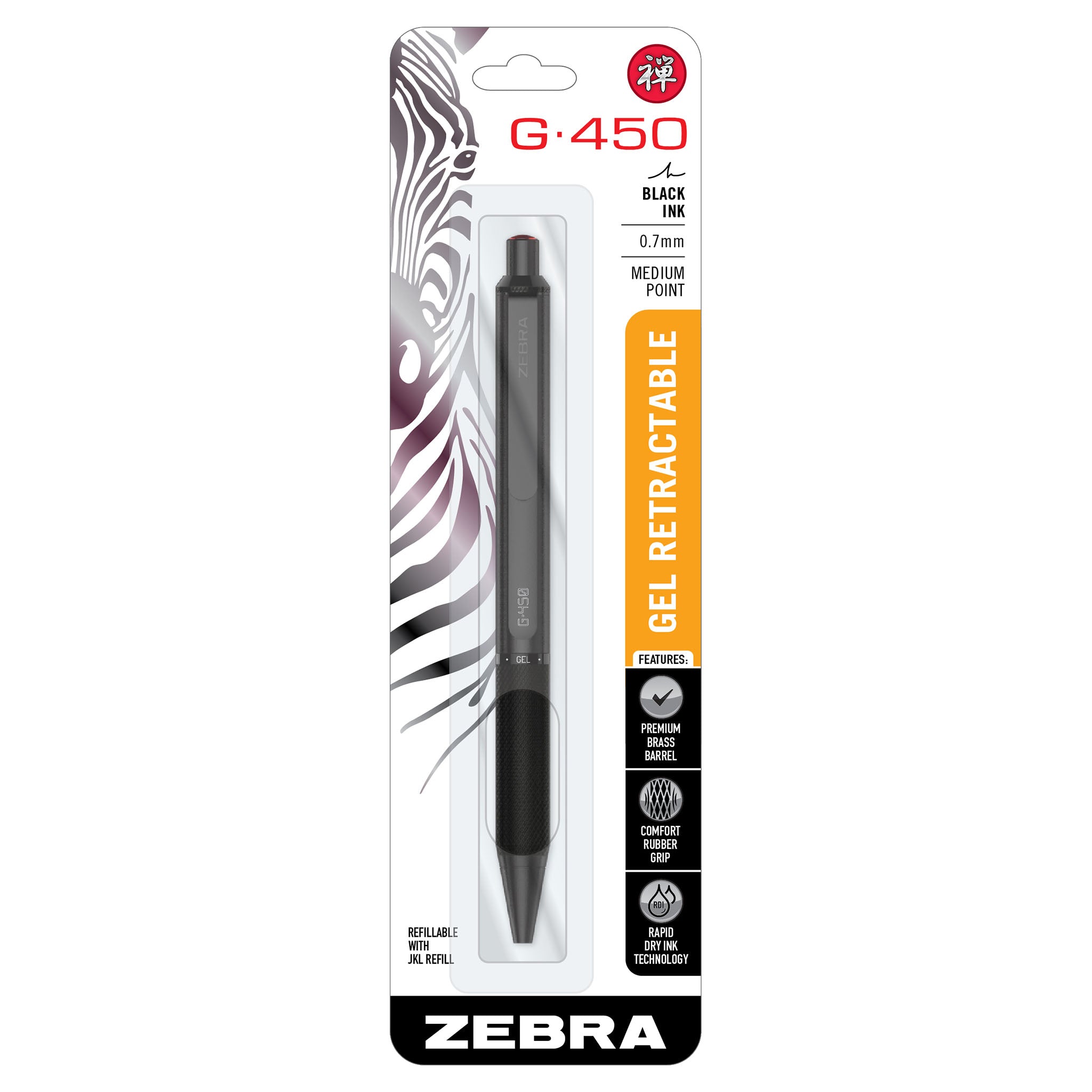 49511_G-450_Gel_Retractable_0.7mm_Black_1Pk